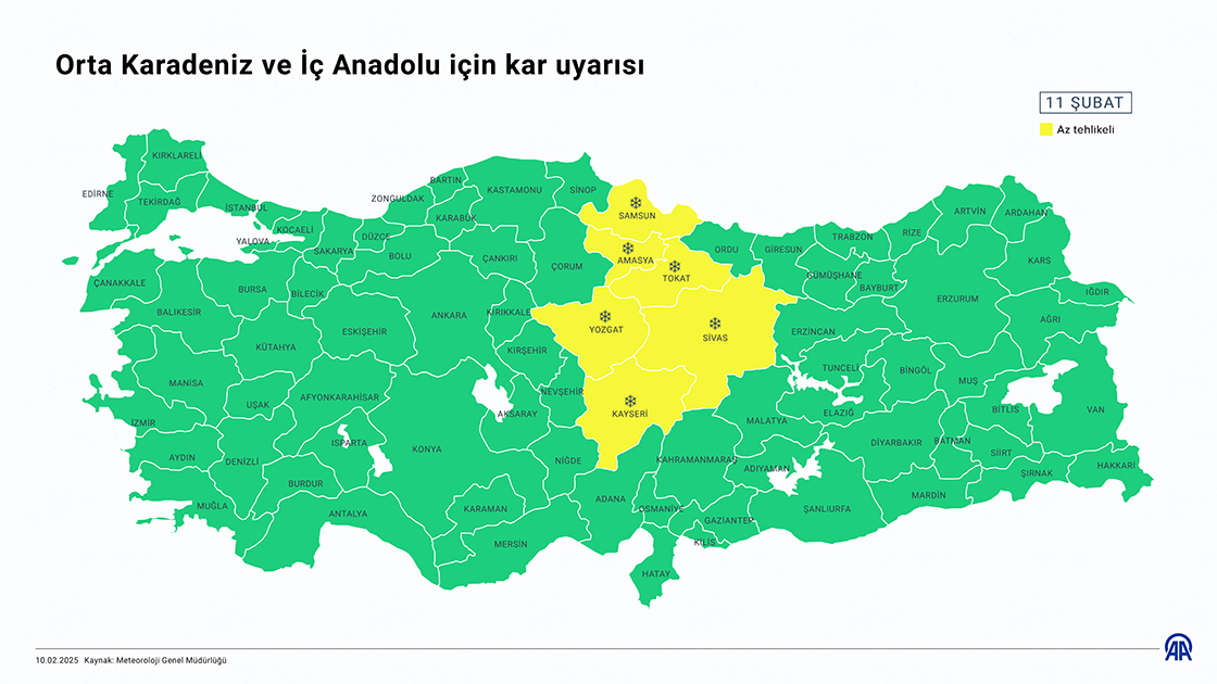 Orta Karadeniz ve İç Anadolu için kar uyarısı