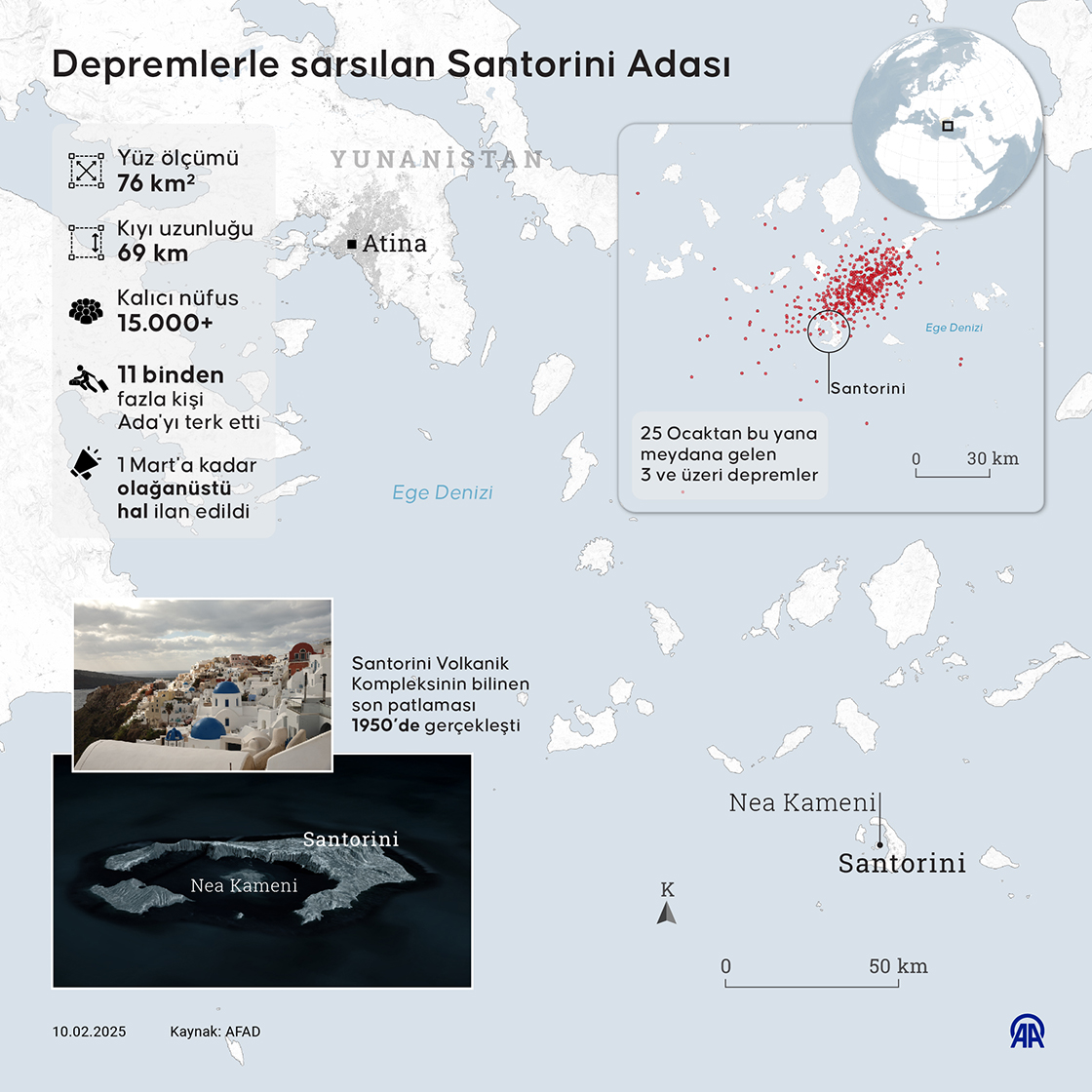 Depremlerle sarsılan Santorini Adası
