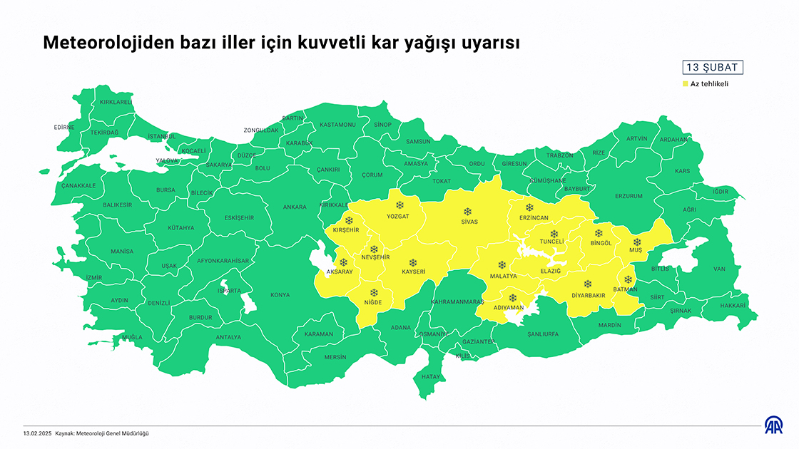 Meteorolojiden bazı iller için kuvvetli kar yağışı uyarısı