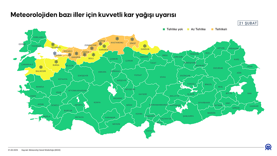 Meteorolojiden bazı iller için kuvvetli kar yağışı uyarısı