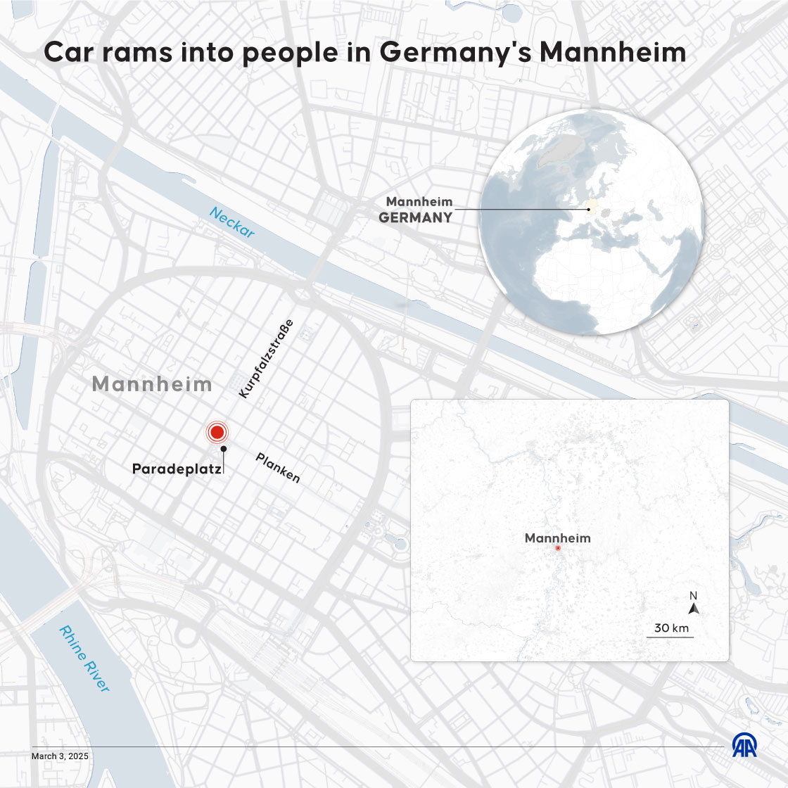 Car rams into people in Germany's Mannheim