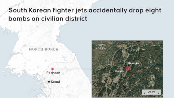 South Korean fighter jets accidentally drop eight bombs on civilian district