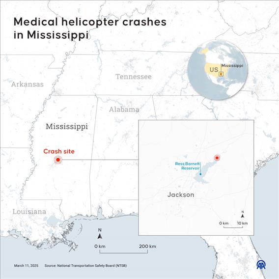 Medical helicopter crashes in Mississippi 