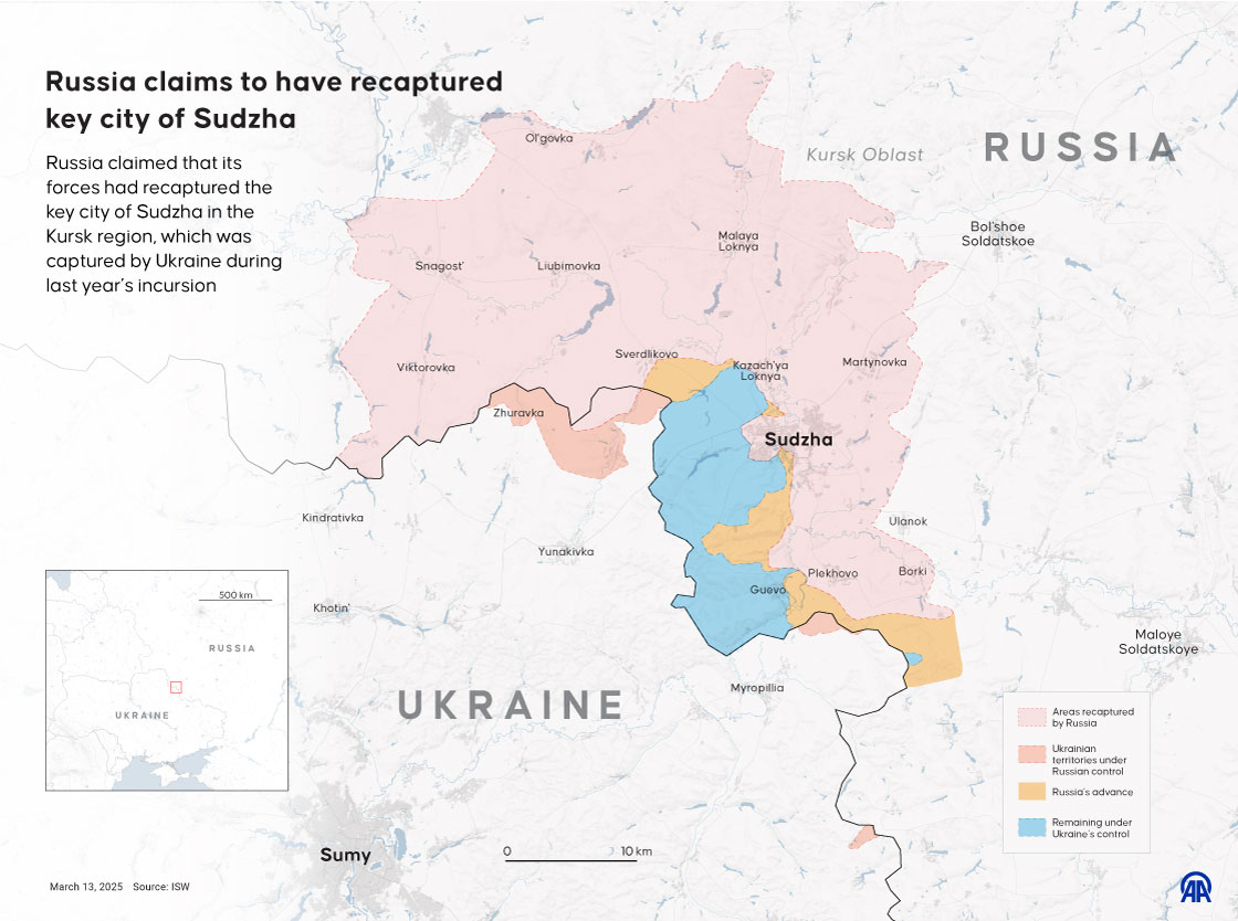 Russia claims to have recaptured key city of Sudzha