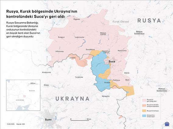 Rusya, Kursk bölgesinde Ukrayna'nın kontrolündeki Suca'yı geri aldı