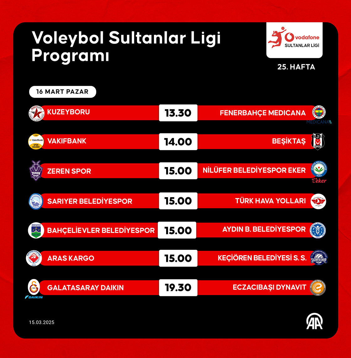 Voleybol Sultanlar Ligi Programı