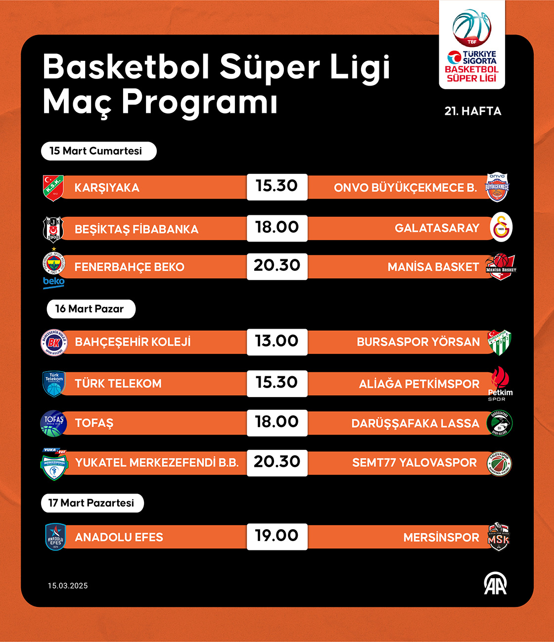 Basketbol Süper Ligi Maç Programı