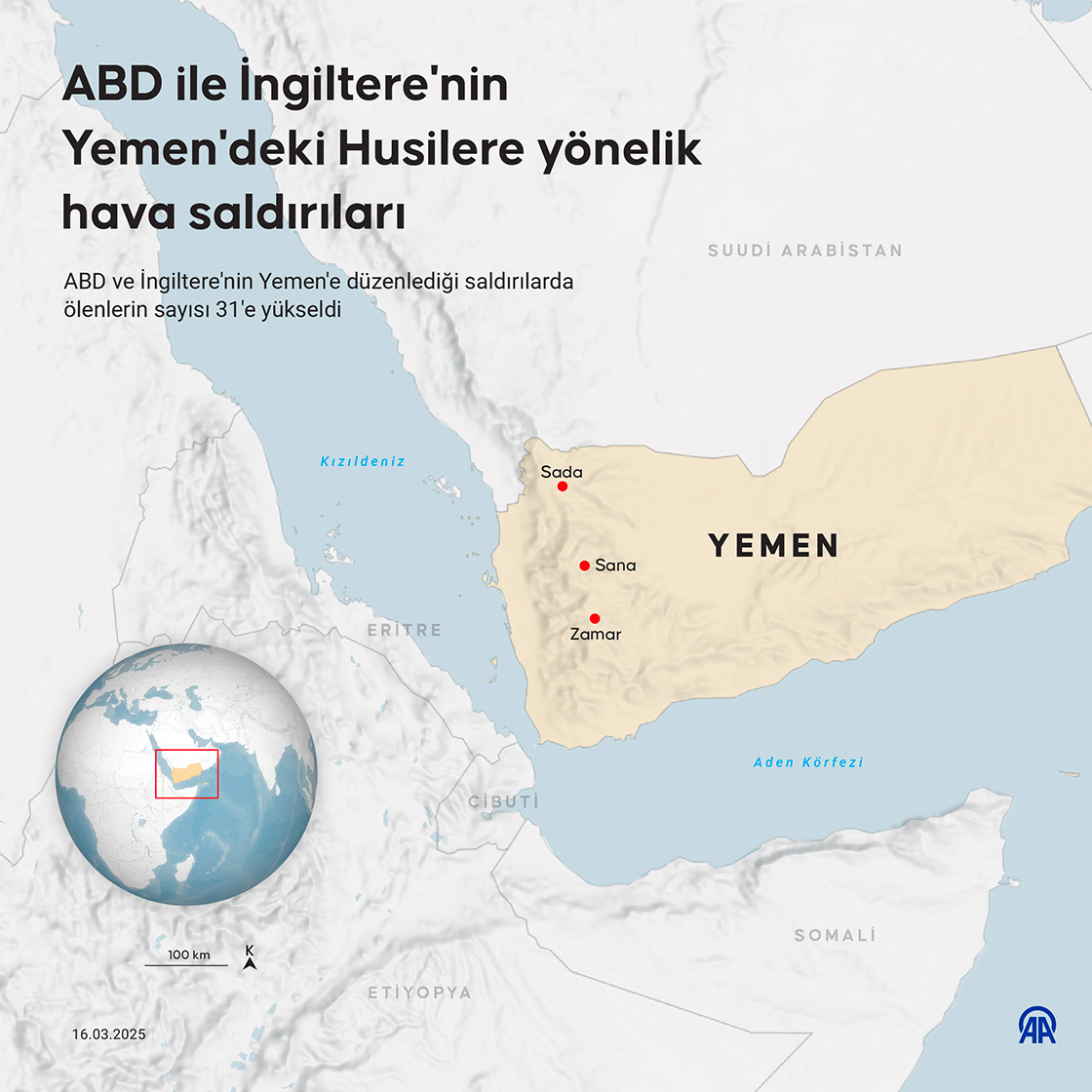 ABD ile İngiltere'nin Yemen'deki Husilere yönelik hava saldırıları