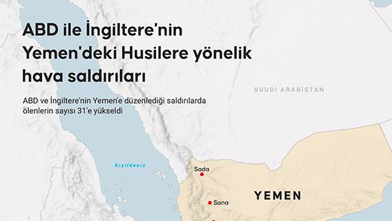 ABD ile İngiltere'nin Yemen'deki Husilere yönelik hava saldırıları