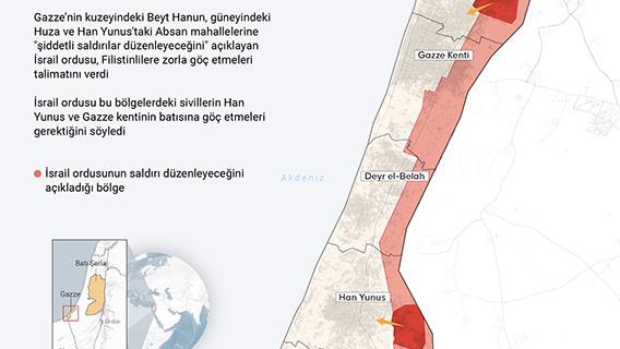 İsrail ordusu haritayla Gazze'deki Filistinlilere zorla göç emirleri yayınladı