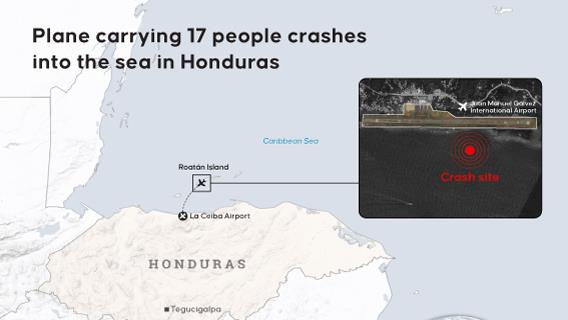 Six dead after plane carrying 17 people crashes into sea in Honduras