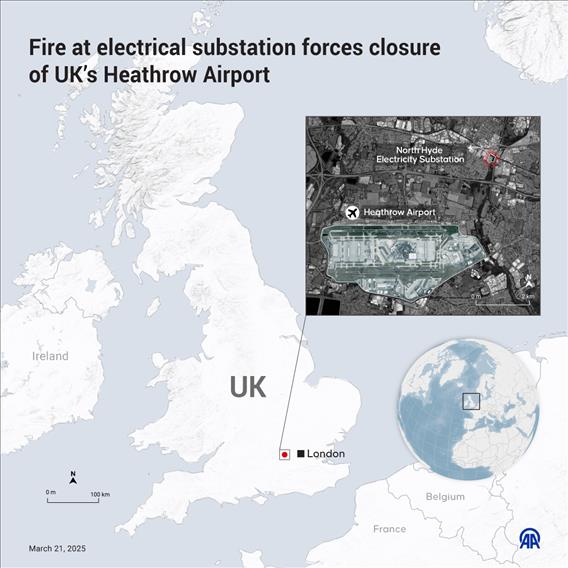 Fire at electrical substation forces closure of UK’s Heathrow Airport