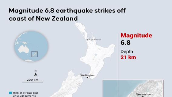 Magnitude 6.8 earthquake strikes off coast of New Zealand