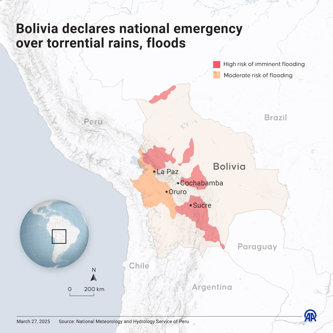 Bolivia declares national emergency over torrential rains, floods