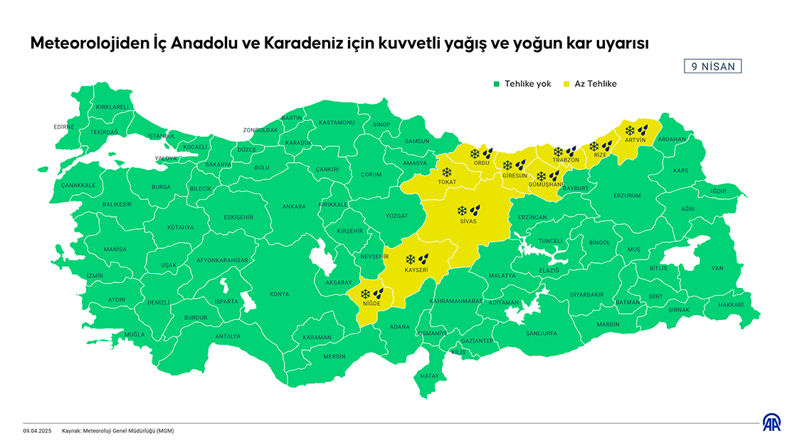 Meteoroloji'den İç Anadolu ve Karadeniz için kuvvetli yağış ve yoğun kar uyarısı