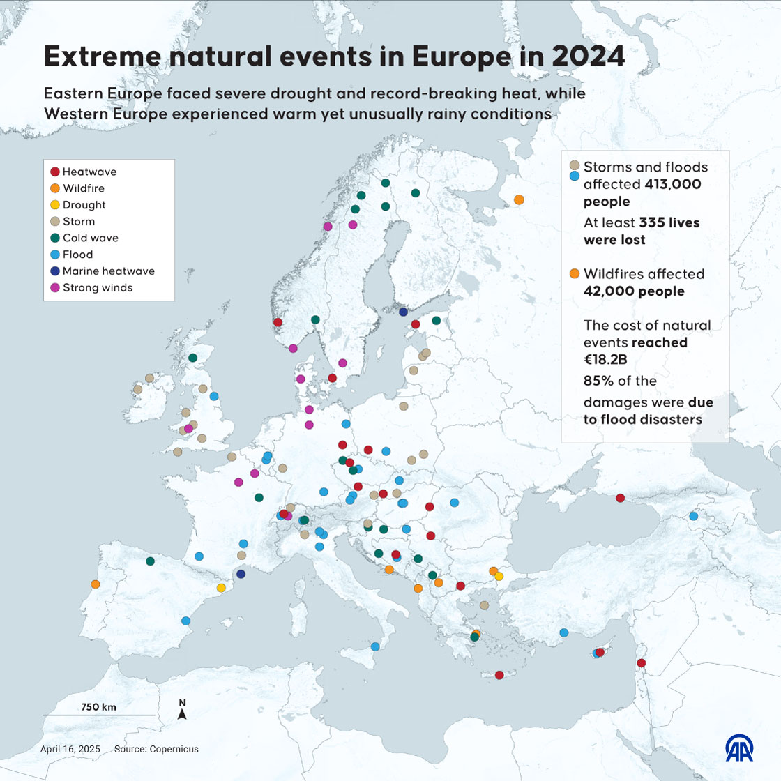 Extreme natural events in Europe in 2024