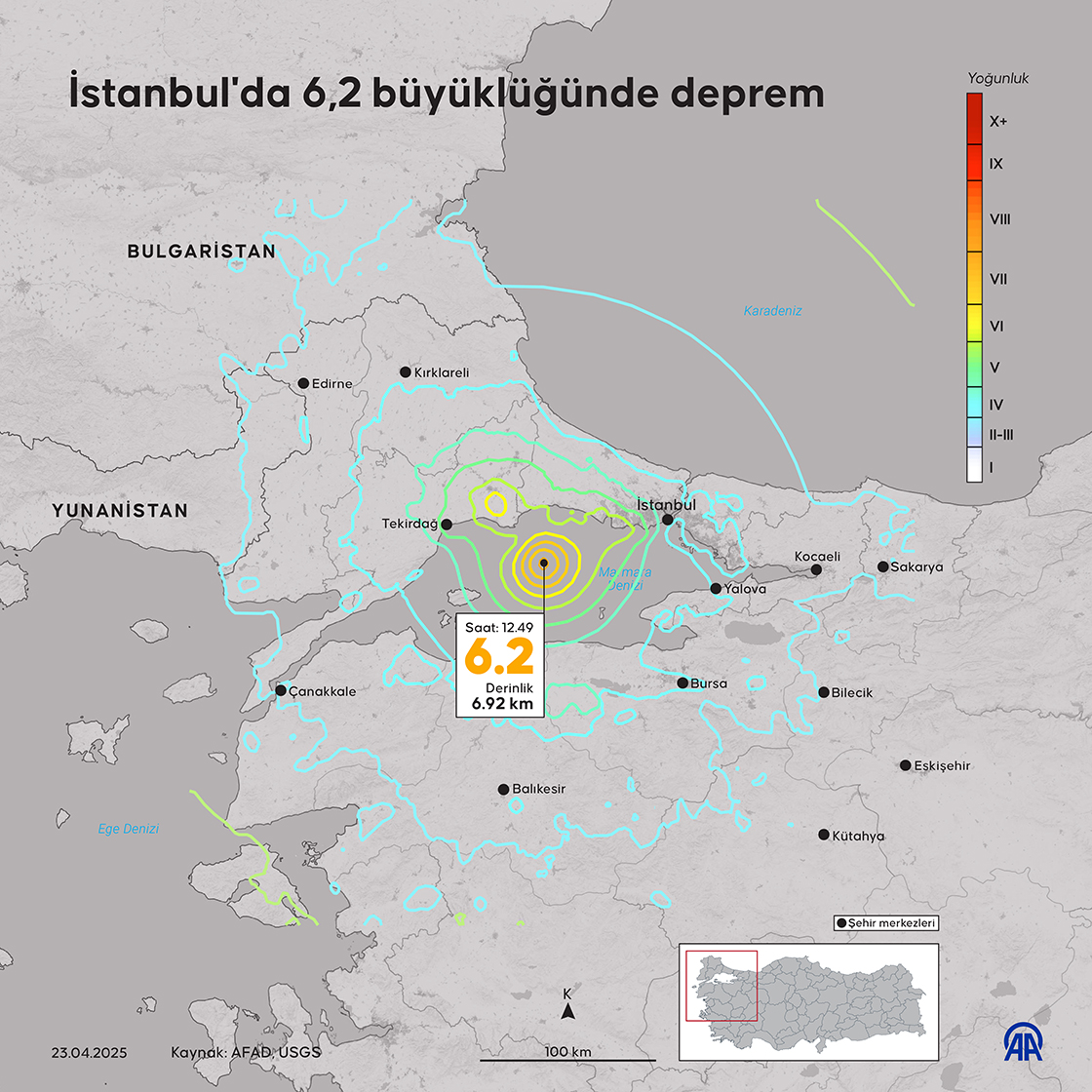 İstanbul'da 6,2 büyüklüğünde deprem meydana geldi