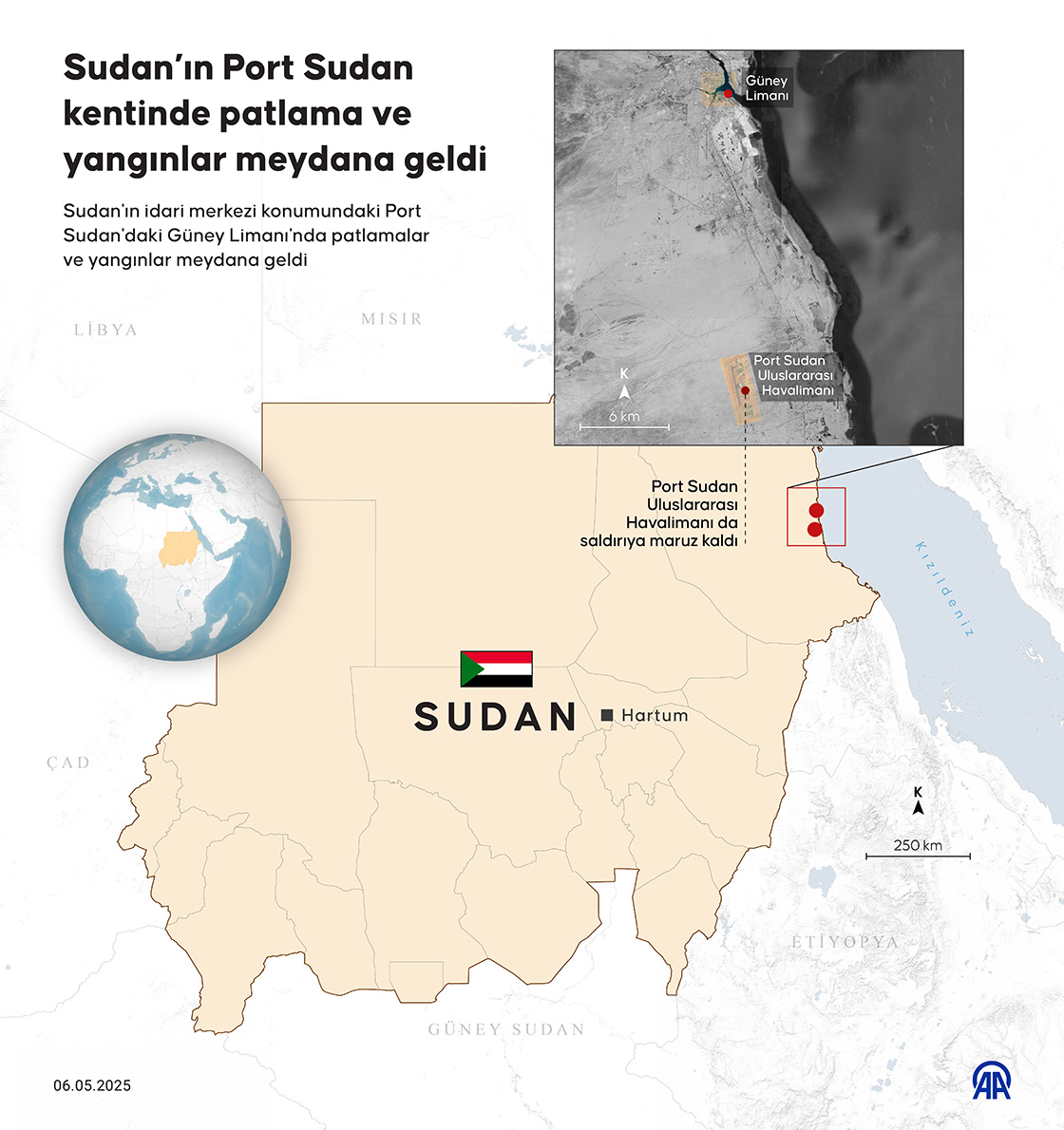 Sudan’ın Port Sudan kentinde patlama ve yangınlar meydana geldi