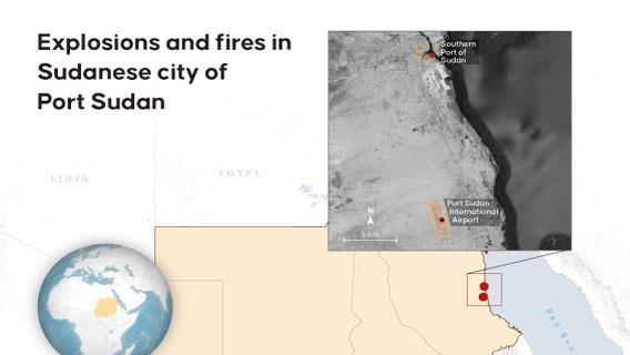 Explosions and fires in Sudanese city of Port Sudan
