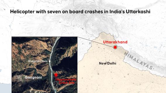 Chopper crash kills 6 in India's Uttarakhand state