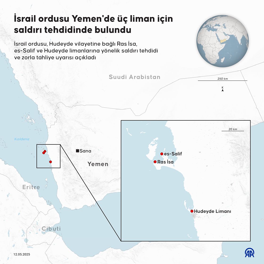 İsrail ordusu Yemen'de üç liman için saldırı tehdidinde bulundu