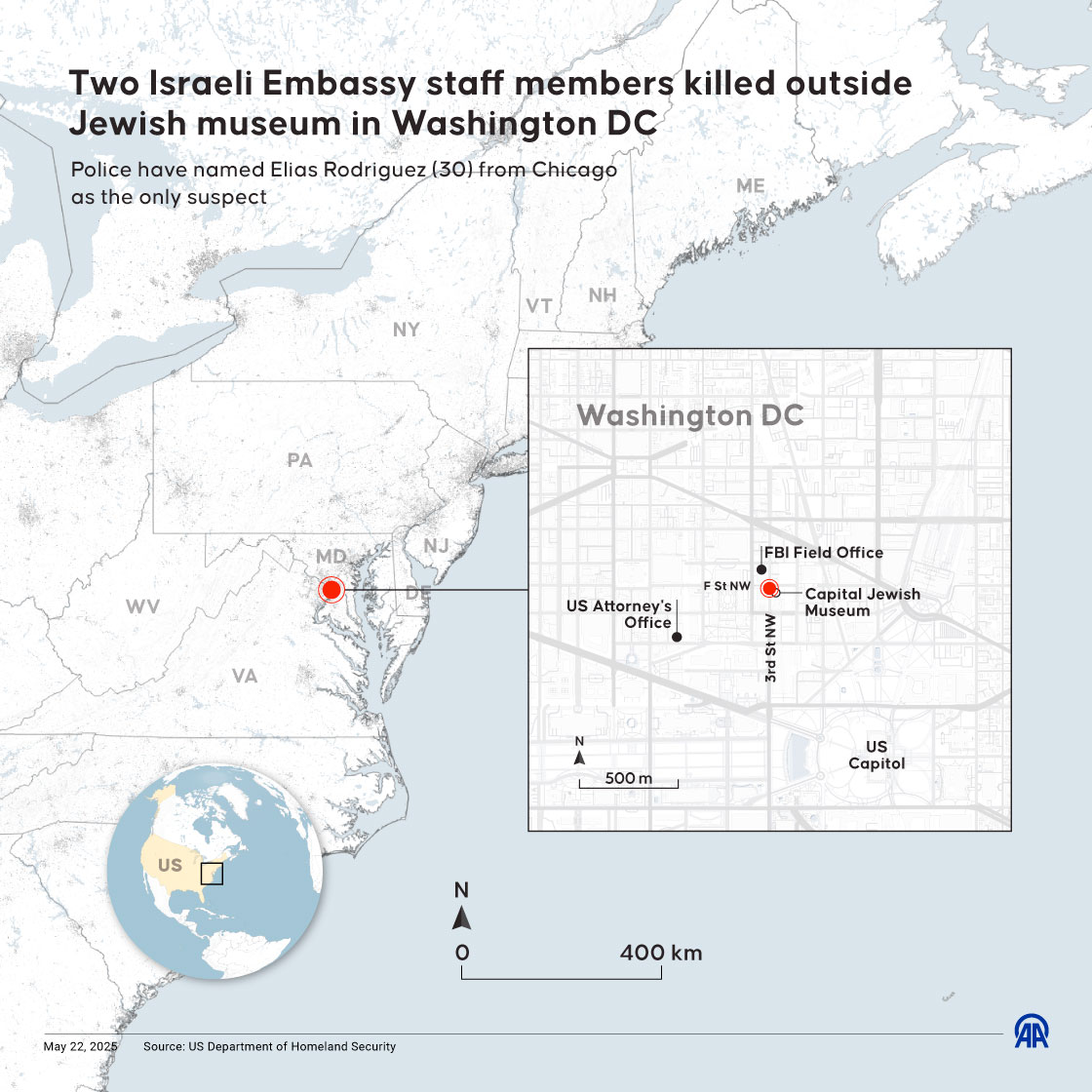 Two Israeli Embassy staff members killed outside Jewish museum in Washington DC
