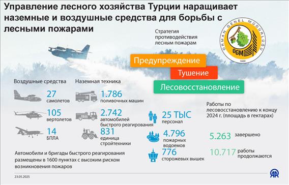 Управление лесного хозяйства Турции наращивает наземные и воздушные средства для борьбы с лесными пожарами