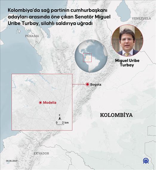 Kolombiya'da sağ partinin cumhurbaşkanı adayları arasında öne çıkan Senatör Miguel Uribe Turbay, silahlı saldırıya uğradı