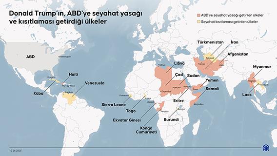 Donald Trump’ın, ABD'ye seyahat yasağı ve kısıtlaması getirdiği ülkeler