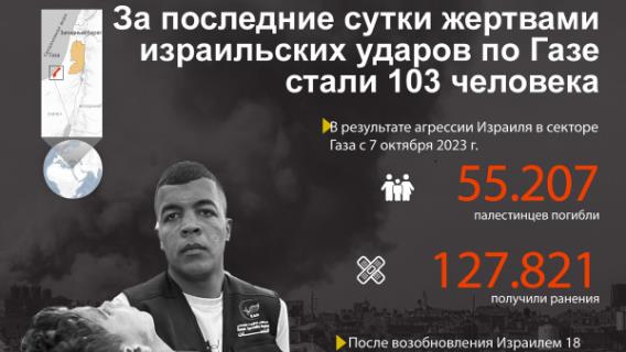 За последние сутки жертвами израильских ударов по Газе стали 103 человека