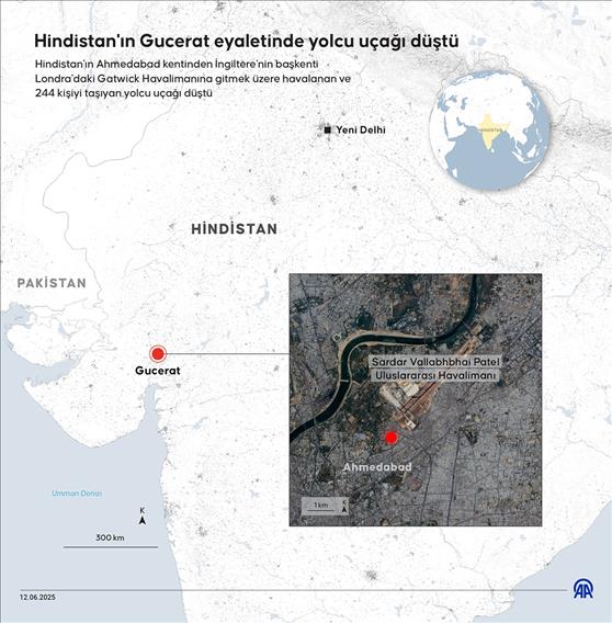 Hindistan'ın Gucerat eyaletinde yolcu uçağı düştü