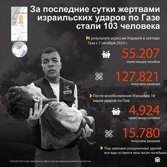 За последние сутки жертвами израильских ударов по Газе стали 103 человека