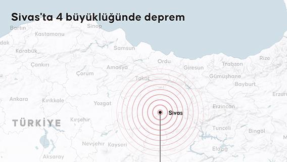 Sivas'ta 4 büyüklüğünde deprem