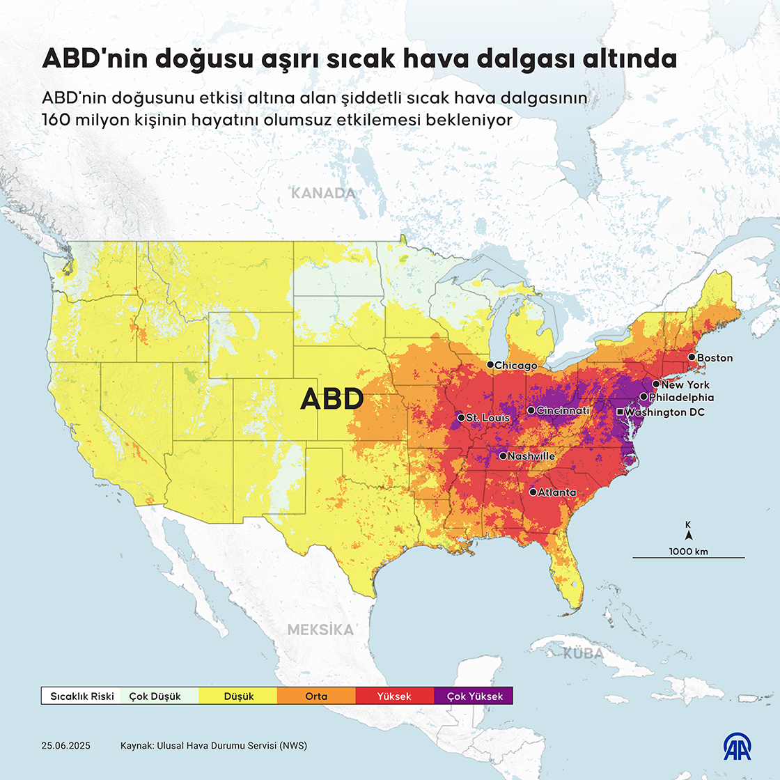 ABD'nin doğusu aşırı sıcak hava dalgası altında