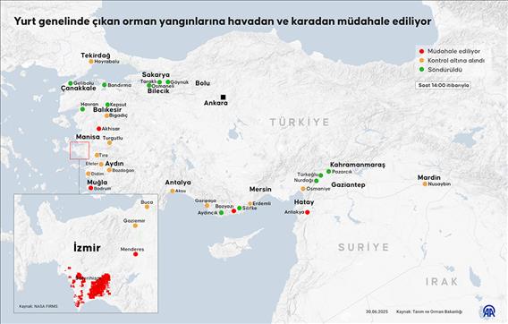 Yurt genelinde çıkan orman yangınlarına havadan ve karadan müdahale ediliyor