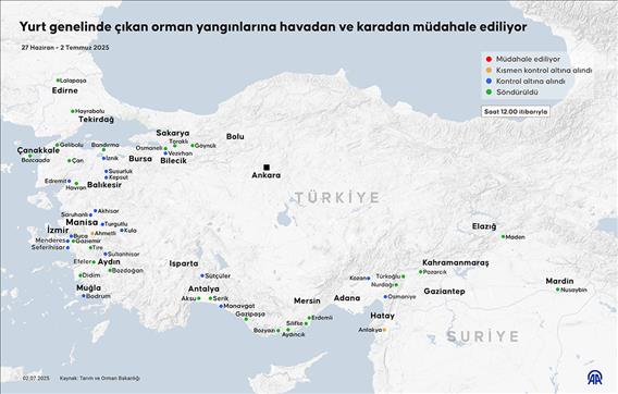 Yurt genelinde çıkan orman yangınlarına havadan ve karadan müdahale ediliyor
