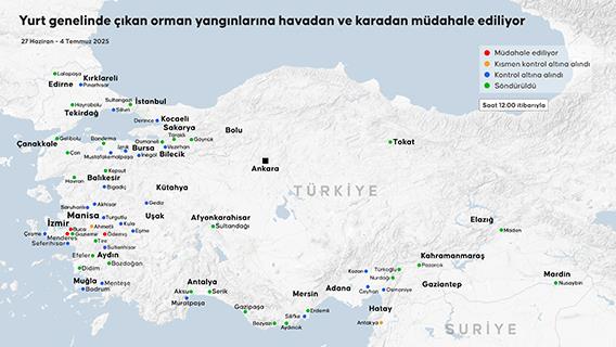 Yurt genelinde çıkan orman yangınlarına havadan ve karadan müdahale ediliyor
