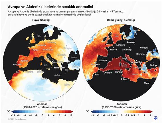 Avrupa ve Akdeniz ülkelerinde sıcaklık anomalisi