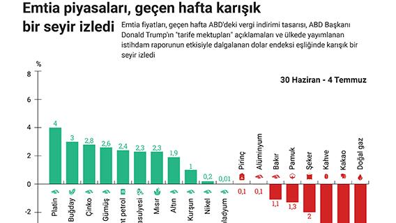 Emtia piyasaları, geçen hafta karışık bir seyir izledi