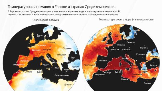 Температурная аномалия в Европе и странах Средиземноморья
