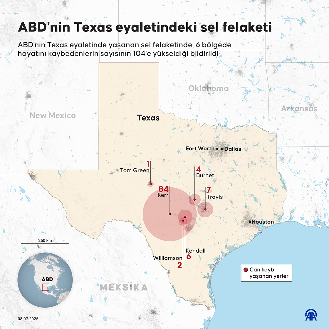 ABD'nin Texas eyaletindeki sel felaketi