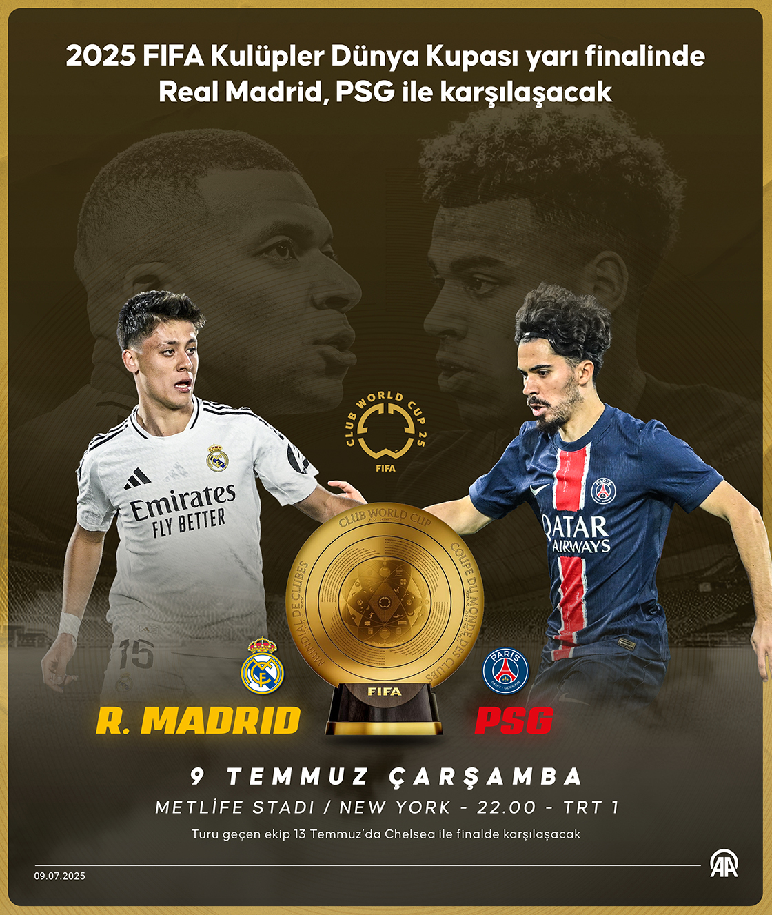 2025 FIFA Kulüpler Dünya Kupası yarı finalinde Real Madrid, PSG ile karşılaşacak
