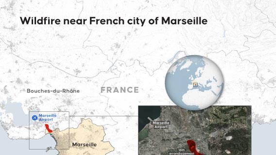 Wildfire near French city of Marseille