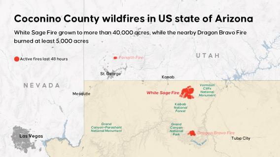 Coconino County wildfires in US state of Arizona