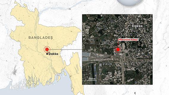 Bangladeş'te askeri eğitim uçağı okul kampüsüne düştü