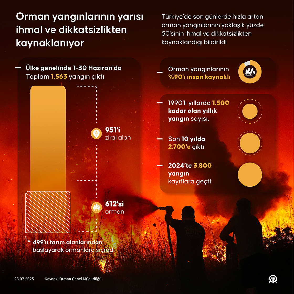 Orman yangınlarının yarısı ihmal ve dikkatsizlikten kaynaklanıyor