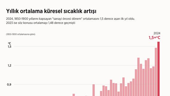 Yıllık ortalama küresel sıcaklık artışı