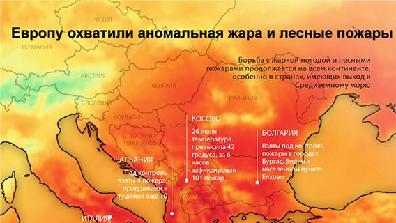 Европу охватили аномальная жара и лесные пожары