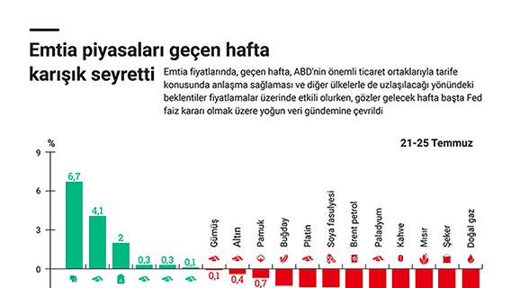 Emtia piyasaları geçen hafta karışık seyretti