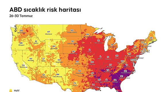 ABD sıcaklık risk haritası